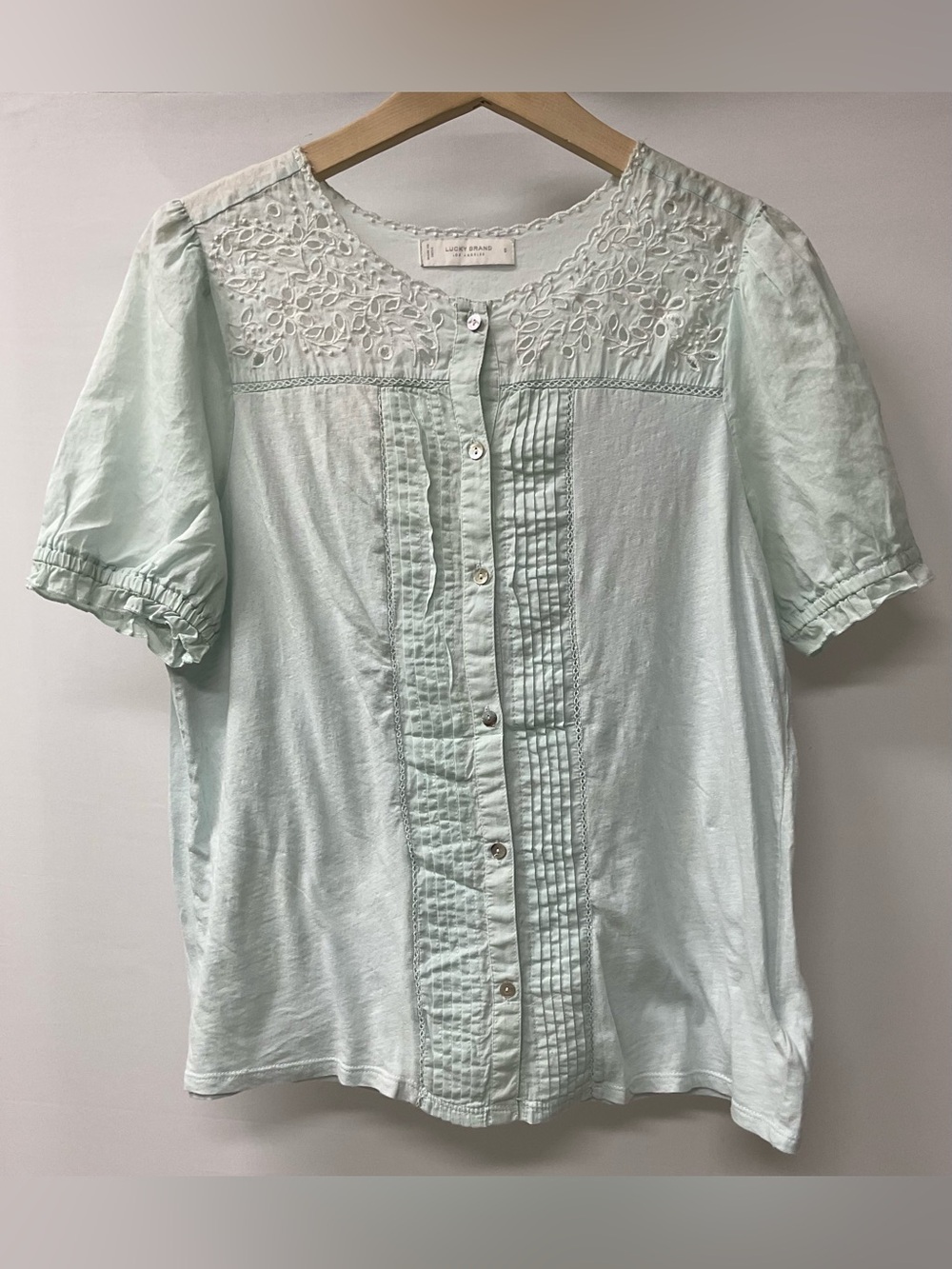 Brand New-Lucky Brand Pale Mint Button-Front Blouse